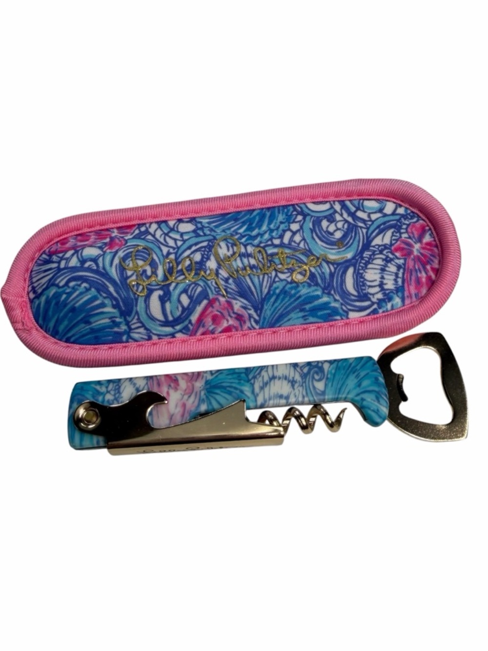 Lilly Pulitzer Bottle Wine Opener Corkscrew Blue Haven Raising Shell NWOT